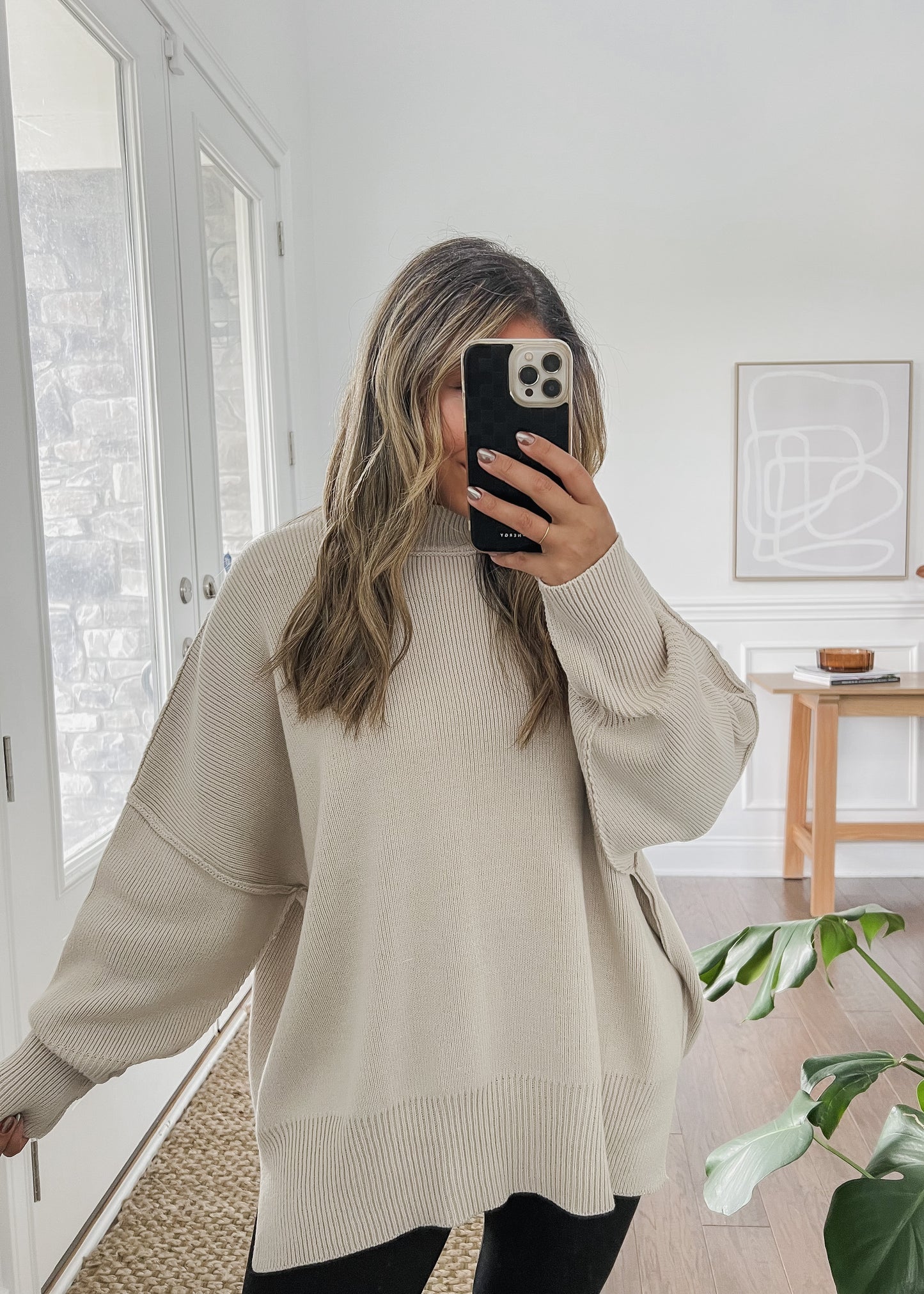 Josie Knit Oversized Sweater - BEIGE