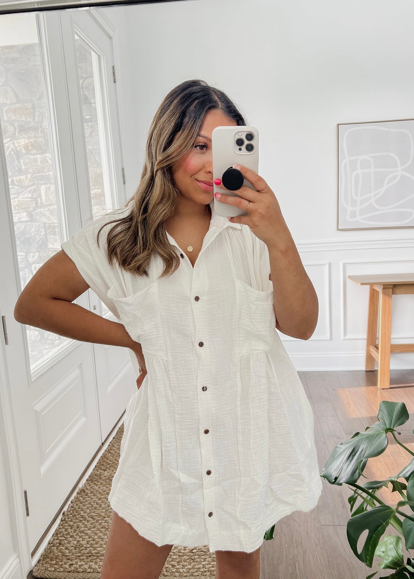 Time For Vacay Shirt Dress - OFF WHITE