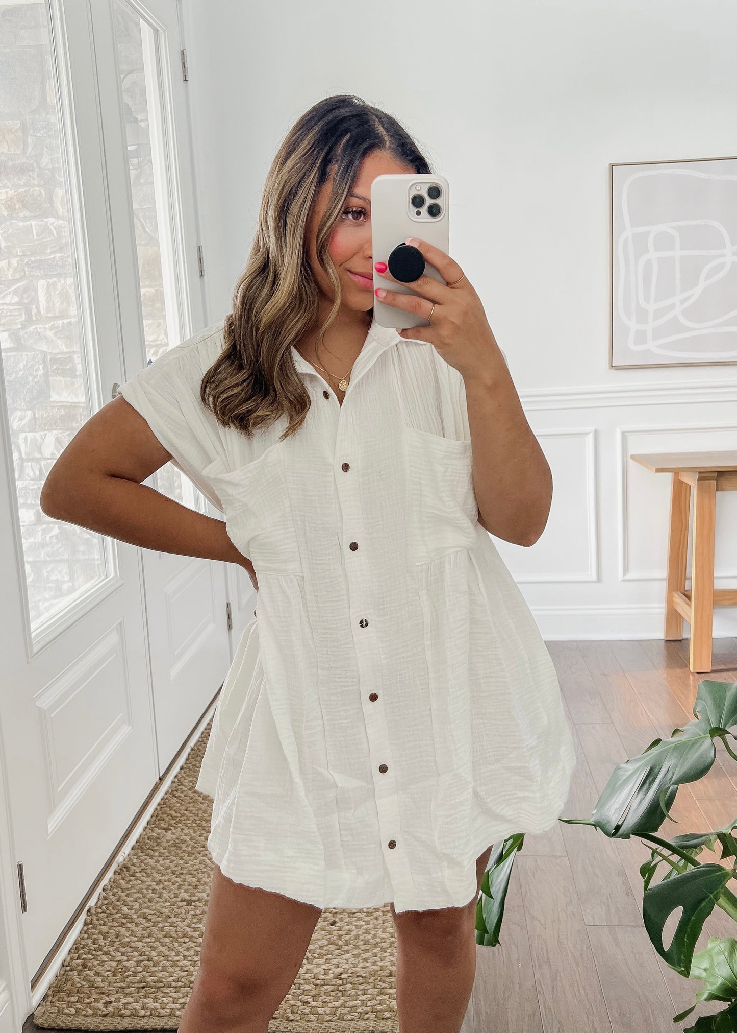 Time For Vacay Shirt Dress - OFF WHITE