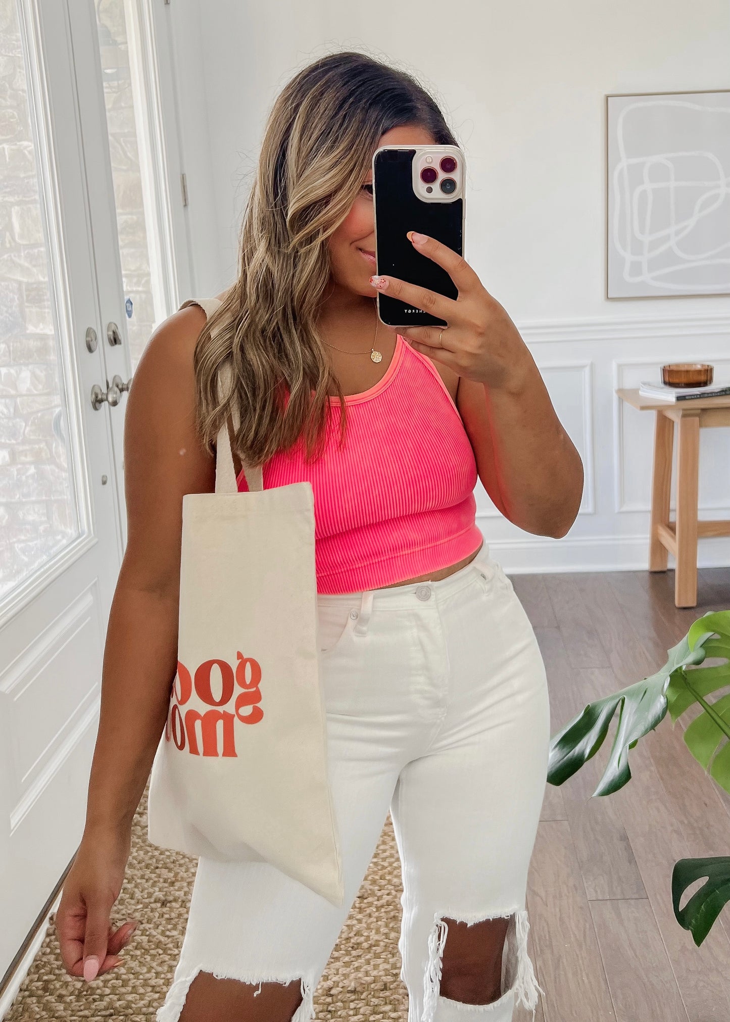 Kerri Vintage Cropped Tank - CORAL FUSHIA