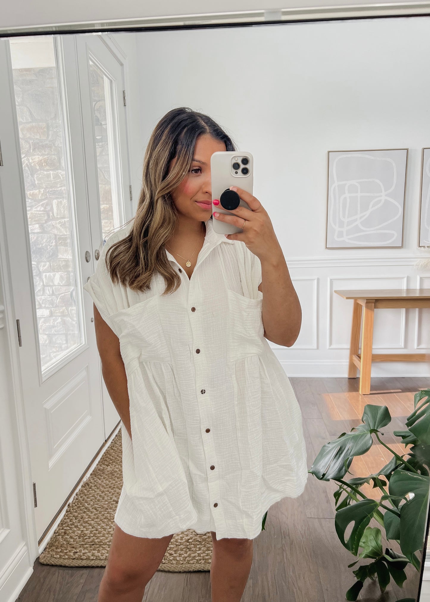 Time For Vacay Shirt Dress - OFF WHITE