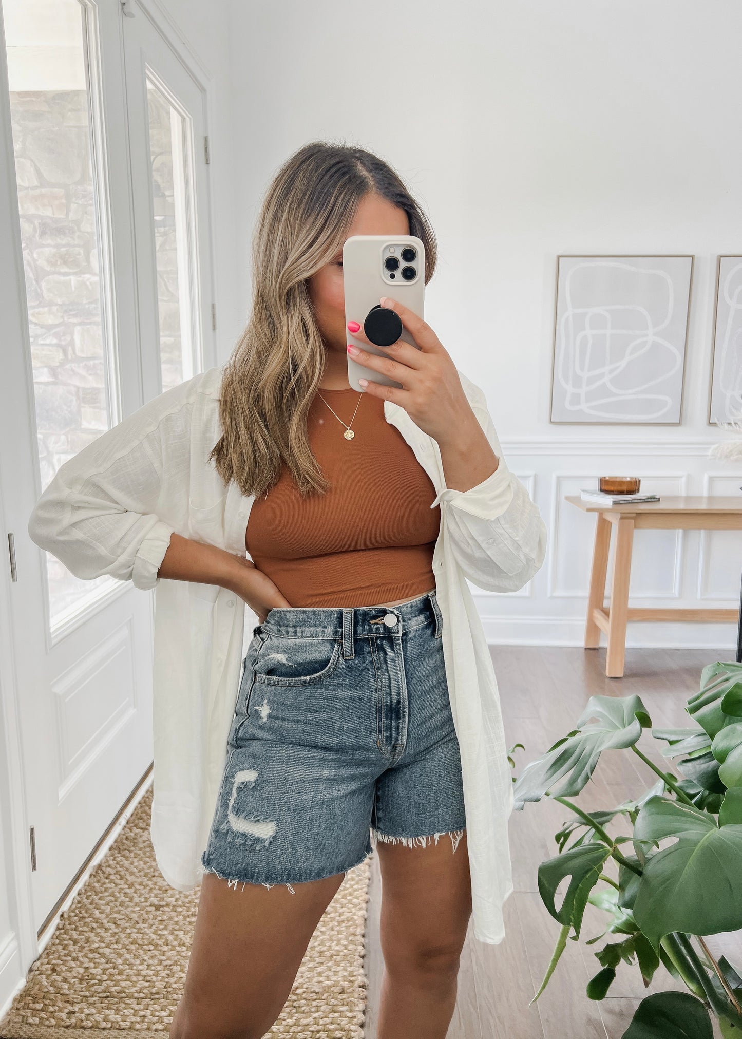 Canon High Rise Distressed Shorts