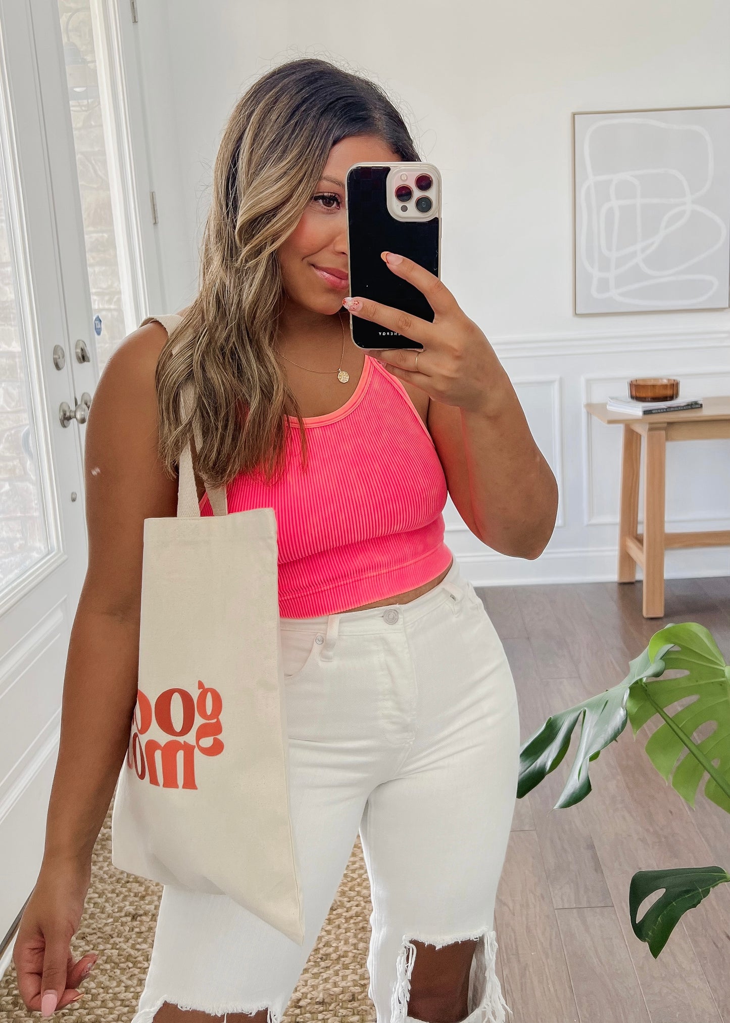 Kerri Vintage Cropped Tank - CORAL FUSHIA