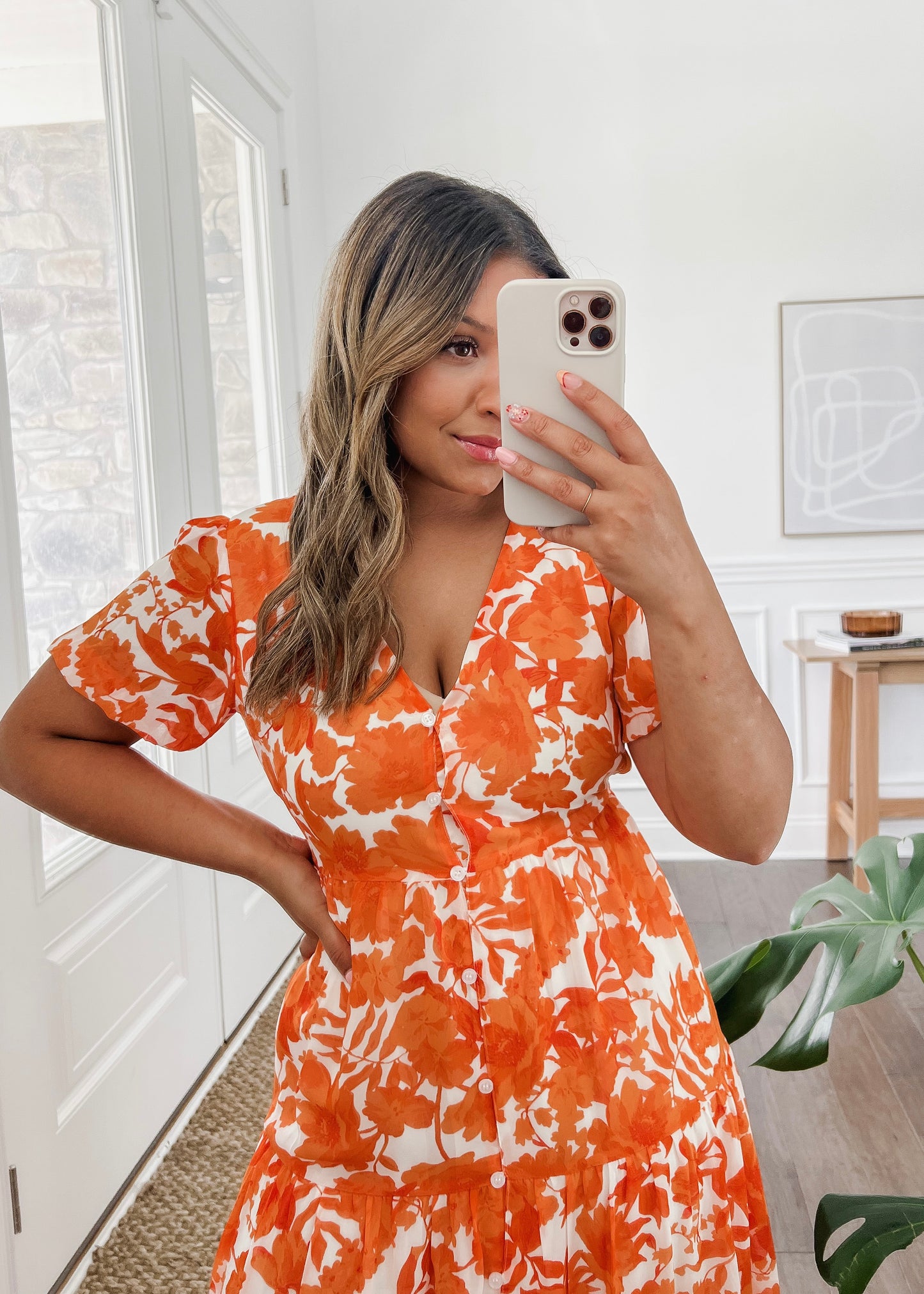 Tangelo Floral Monaco Tiered Maxi Dress -ORANGE