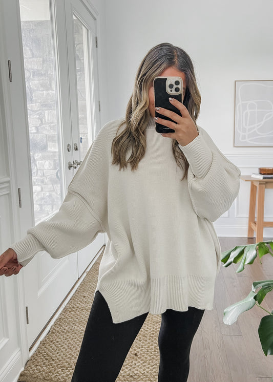 Josie Knit Oversized Sweater - NATURAL