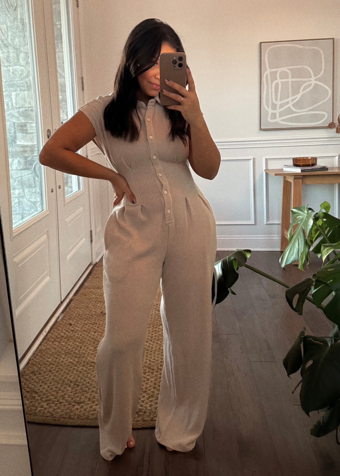 Enna Ribbed Cutout Jumpsuit - TAUPE – MYLLE RAY BOUTIQUE