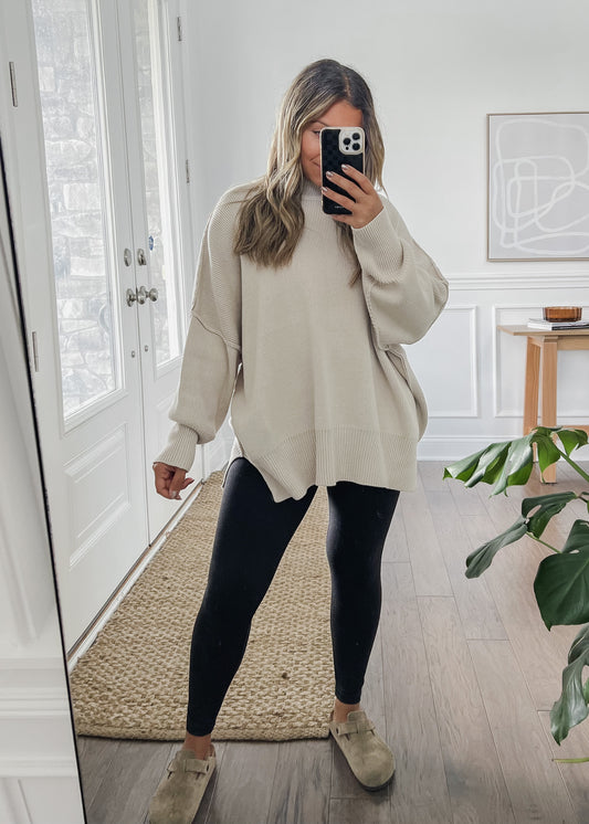 Josie Knit Oversized Sweater - BEIGE