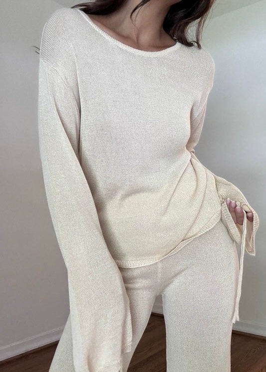 Laney Lightweight Knit Open Back Set - LATTE