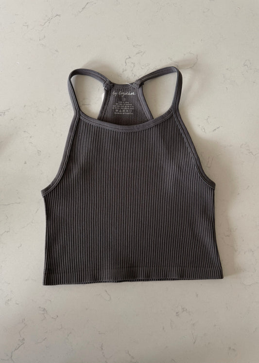 Nasia Ribbed Tank  - CHARCOAL