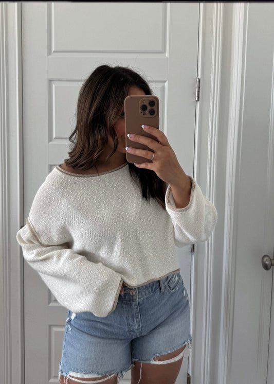 Hurley Oversized Cropped Sweater - CREAM - PRE ORDERS - SHIPS 10/14-10/18