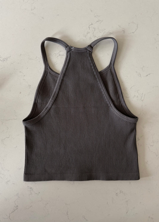 Nasia Ribbed Tank  - CHARCOAL