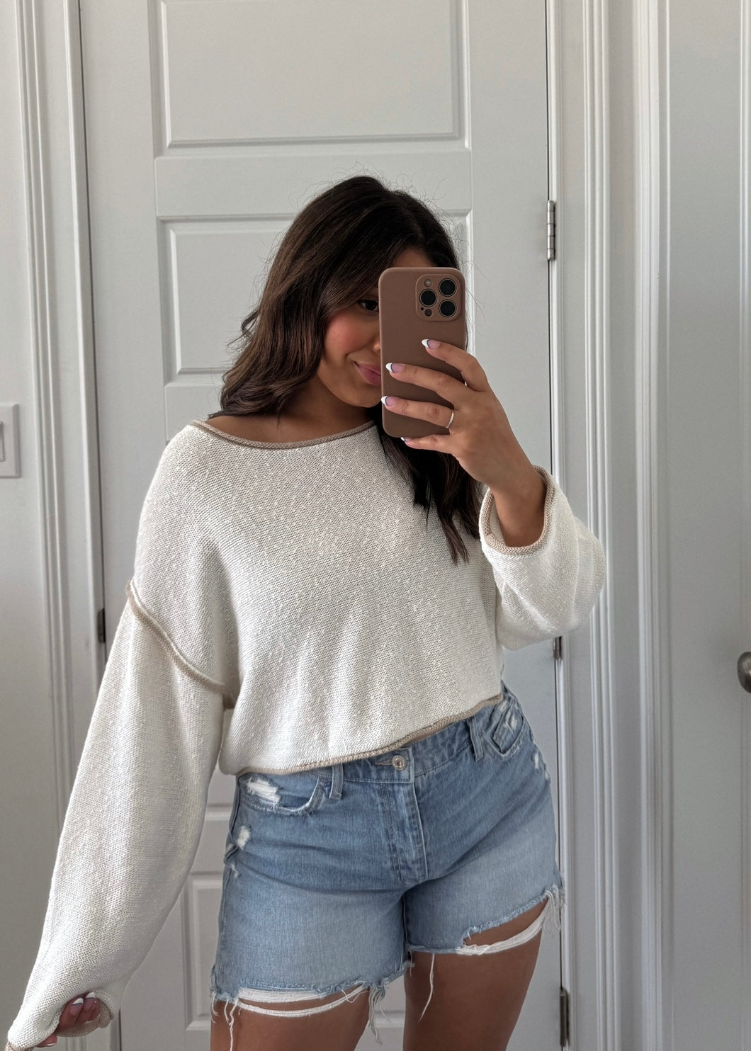 Hurley Oversized Cropped Sweater - CREAM - PRE ORDERS - SHIPS 10/14-10/18