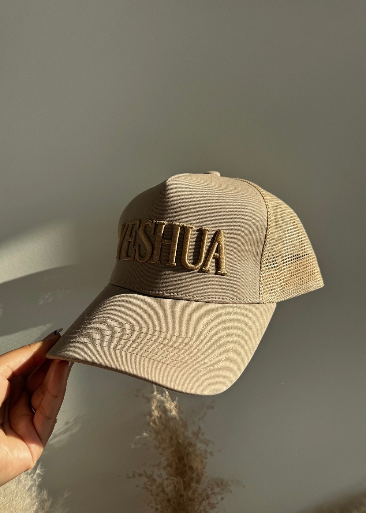 Yeshua Embroidered Hat - BEIGE