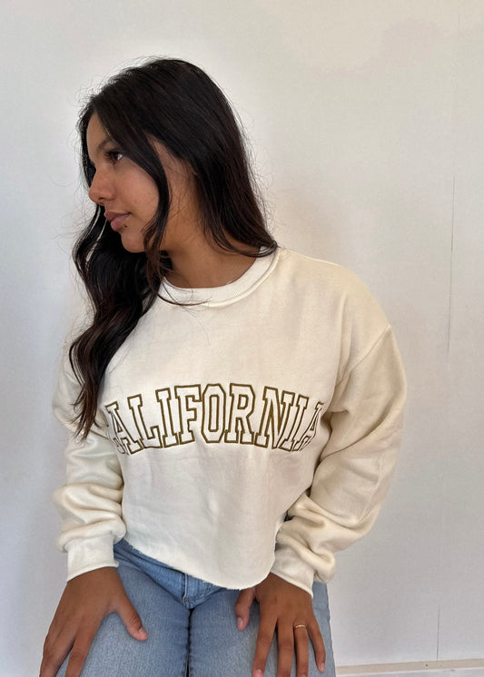 California Embroidered Pullover - IVORY