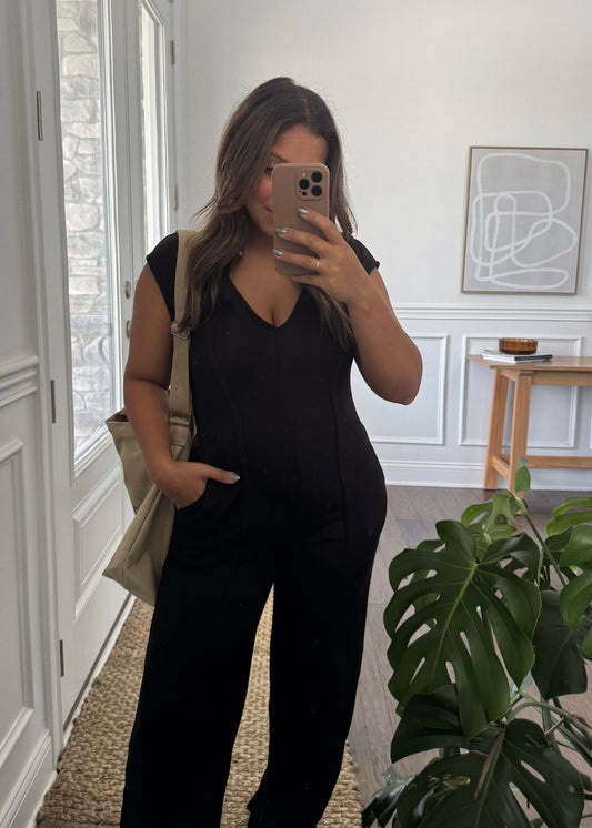 Lexie Ribbed Jumpsuit - BLACK