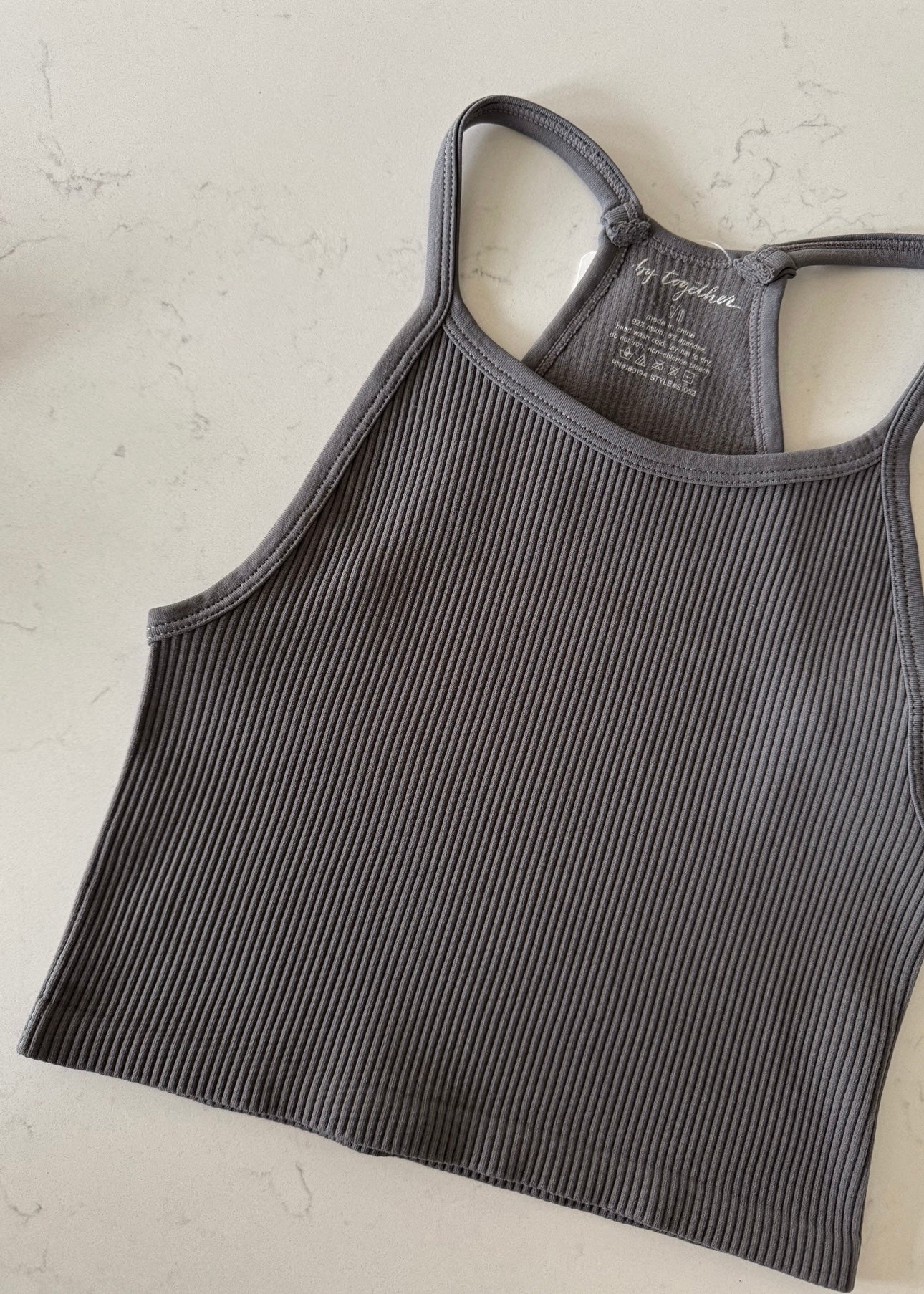 Nasia Ribbed Tank  - CHARCOAL