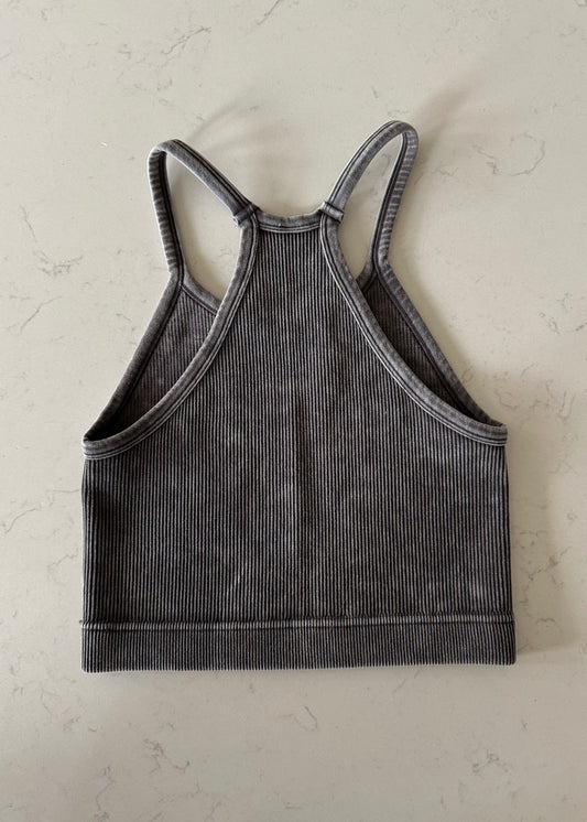 Kerri Vintage Cropped Tank - ASH GREY