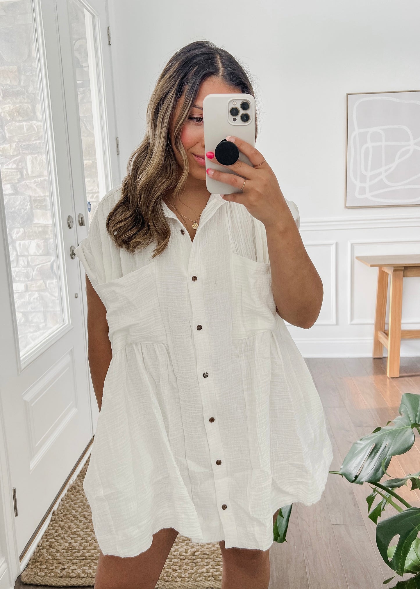 Time For Vacay Shirt Dress - OFF WHITE
