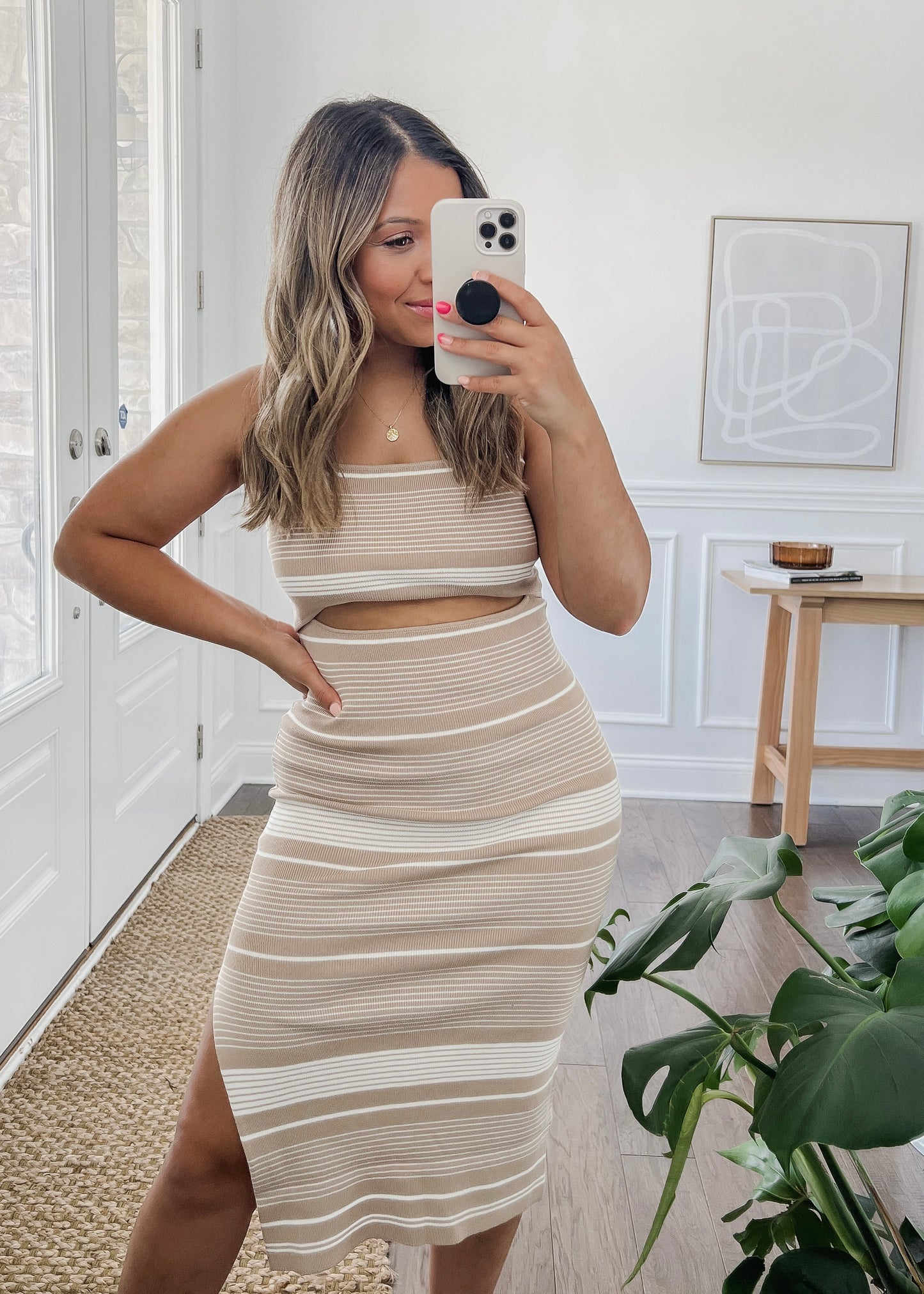 Stay With Me Midi Dress - TAUPE