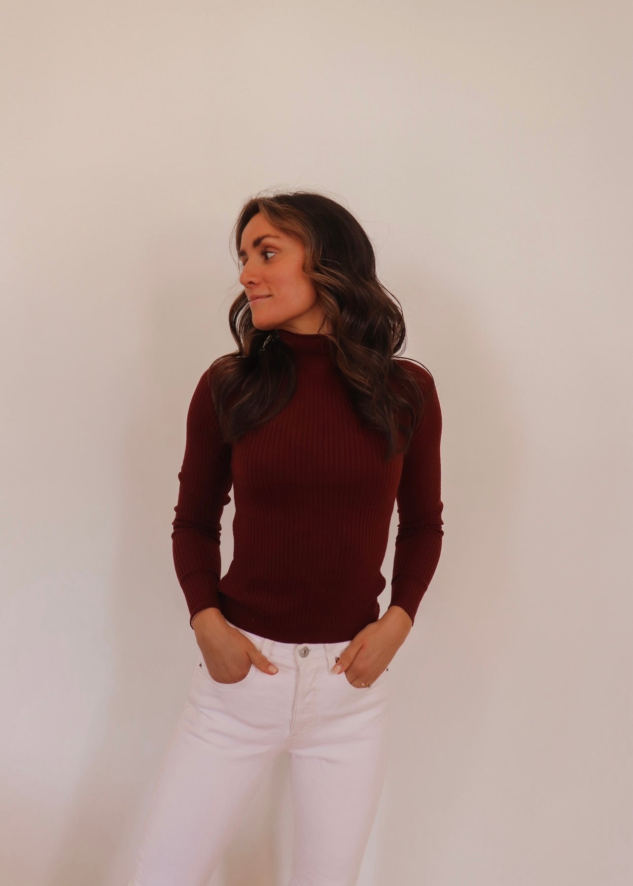 Keepin It Casual Ribbed Turtleneck- CHERRY STONE