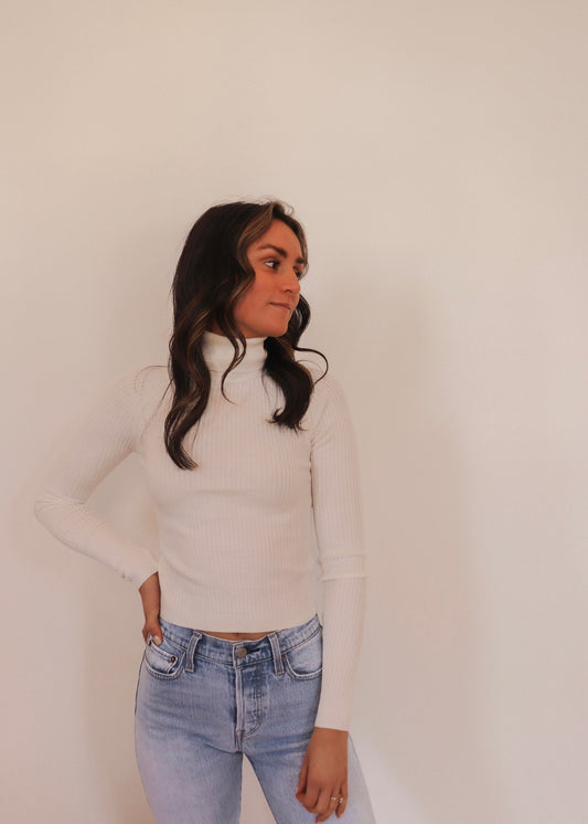 Keepin It Casual Ribbed Turtleneck - IVORY