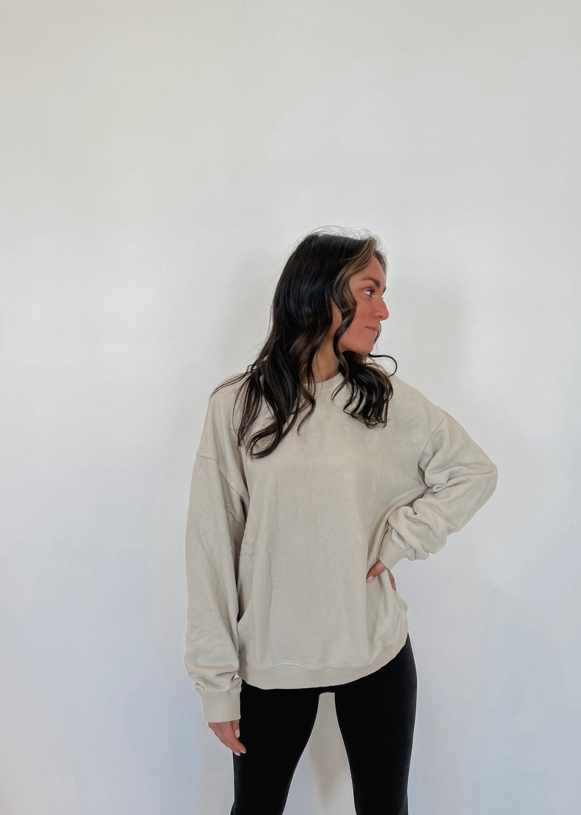 Mineral Washed jacquard Pullover - TAUPE