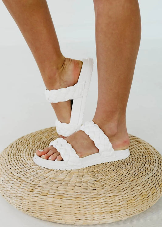 Aria Braided Sandals - WHITE